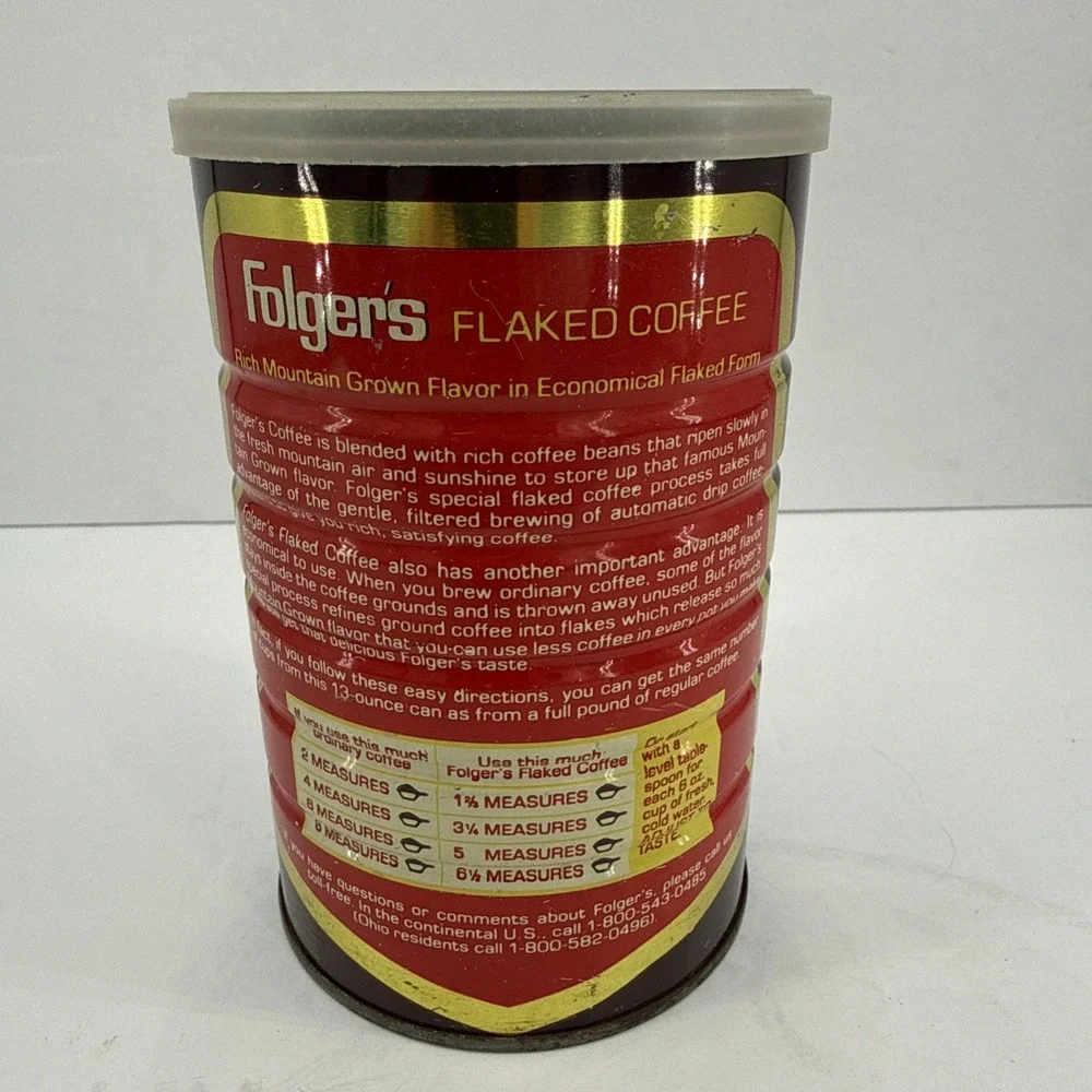 Vtg Advertisement Folgers Coffee Metal Can Cincinnati Ohio 13OZ